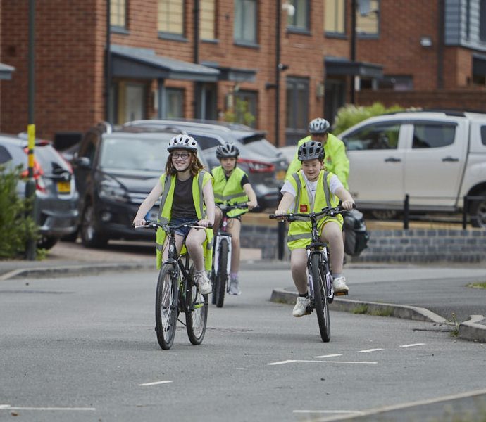 Children's bike ride hi vis Bikeability Trust